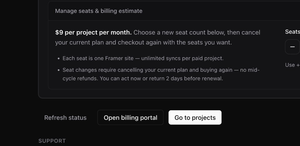 Open billing portal button on Profile