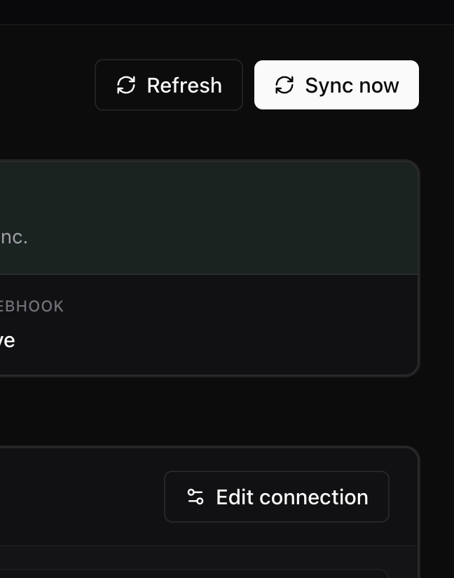 Project page with Refresh and Sync now buttons